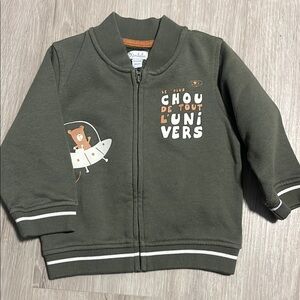 Kimbaloo Green Toddler Jacket with Bear and Spaceship Design 12M